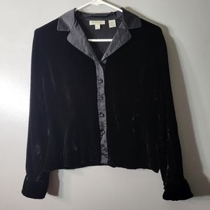 ❌SOLD❌Ann Taylor Petite Black Velvet Button Up Shirt